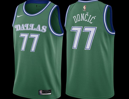 Men's Dallas Mavericks #77 Luka Doncic Green City Edition Stitched Basketball Jersey Men's Dallas Mavericks #77 Luka Doncic Green City Edition Stitched Basketball Jersey